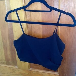asymmetrical navy blue crop top